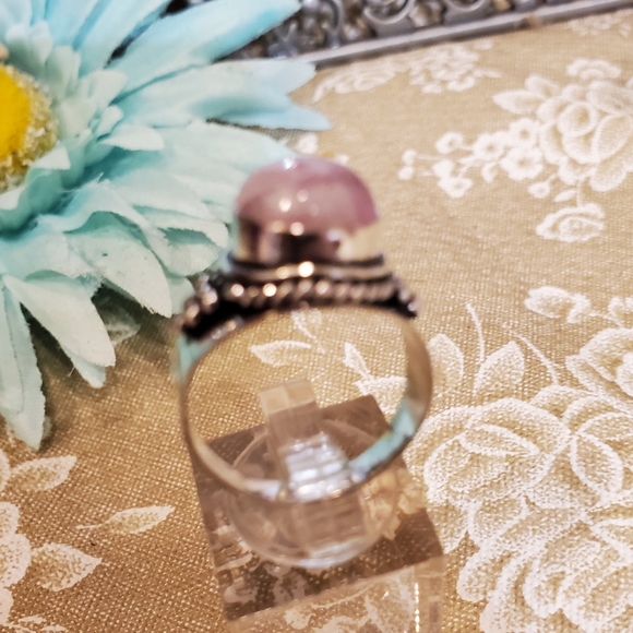 RAINBOW MOONSTONE sterling Silver ring SZ8 pink tone - Picture 3 of 6